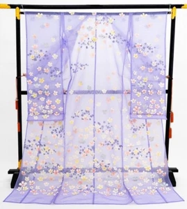 Japanese Kimono Vintage Organza Uchikake Color Uchikake Used Free Shipping Japan - Picture 1 of 2