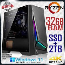 AMD Ryzen 5600G Gaming PC 32GB RAM Computer SSD + 2TB Home Office Desktop System