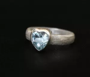 Aguamarina Anillo, Marzo Piedra de Nacimiento, Luz Azul, 925 Anillo Plata Ley, - Imagen 1 de 10
