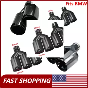 63MM In 108MM Out Dual Exhaust Twin End Tips Tail Pipe Carbon Fiber Fits BMW - Bild 1 von 6