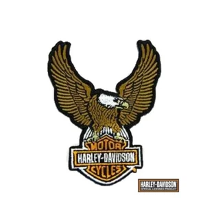 Harley Davidson® Embroidered Brown Up-Wing Eagle Bar & Shield Vest Patch Small - Picture 1 of 4