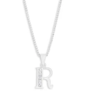 Sterling Silver Cubic Zirconia Initial "R" Pendant - Picture 1 of 1