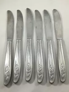 6 coltelli da tavola Oneida personalizzati ROSEANNE petalo di rosa inox floreale - Foto 1 di 2