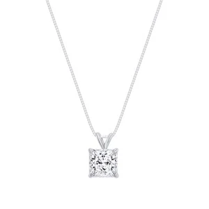Collar Colgante de Diamantes Creados en Laboratorio Princess de 3/4 quilates Oro Blanco 14 K F/VS - Imagen 1 de 2