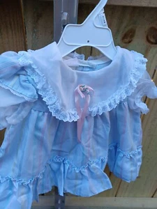 Vintage Kawula Kids Baby Girl stripe dress sheer sleeve and Collar Size 12mo - Picture 1 of 5