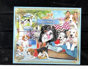 MADAGASCAR 2022 DOGS PUPPIES SOUVENIR SHEET CTO USED NEW RECENT STAMPS - Picture 1 of 1