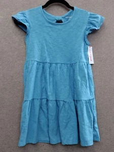 Cat & Jack Girls Short Sleeve Hem Tiered Dress Turquoise M 7/8 - Picture 1 of 11