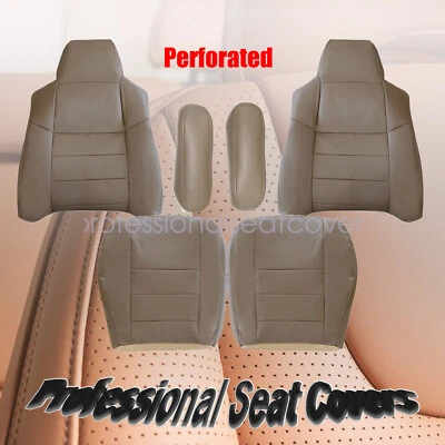 6 x For 2002-2007 Ford F250 Front Bottom & Top Perforated LEATHER Seat Cover Tan - Image 1 of 4