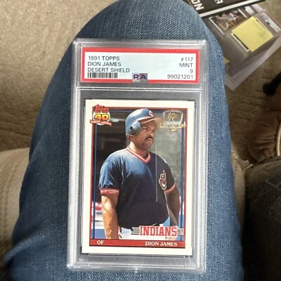 1991 TOPPS DESERT SHIELD #117 DION JAMES PSA 9 INDIANS - Image 1 of 2