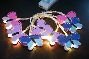 8 warm white LED String Light, 3.5ft, Battery operated, Butterfly FAST FREE SHIP - Picture 1 of 7