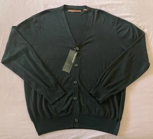 Men's PERRY ELLIS Black Cotton + Lightweight Cardigan Sweater Large L NEW NWT - Picture 1 of 5