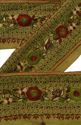 Sánskriti Vintage Sari Borde Verde Cuentas Artesanía India Adornos Encaje 1 Yarda Foto 1 de 4