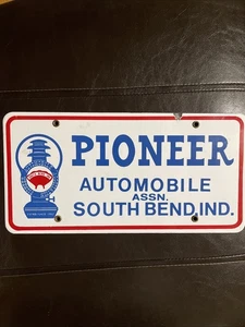 Pioneer Automobile Association Booster License Plate South Bend IN PORCELAIN - Picture 1 of 2
