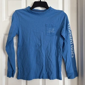 Vineyard Vines Shirt Youth Blue  SMALL 8-10 Long Sleeve Pocket Casual Boys - Picture 1 of 7