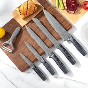 Kitchen knife set with malachite coating - 6-piece set of stainless steel knives - Picture 1 of 10