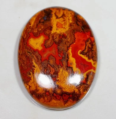 Piedra preciosa cabujón ovalado de ágata costura roja diseñador natural 77 quilates 7X28X38 mm HX-72 Foto 1 de 4