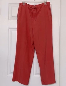 Koralle Farbe 100 % Seide Kordelzug leicht fließend lockere Passform entspannte Pull-On Hose Gr. S - Bild 1 von 3