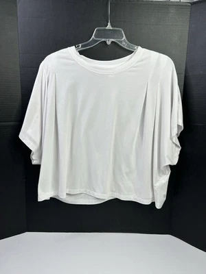 Athleta Elemental Cropped Tee T-shirt Court Women’s 2X White Boxy Flaw READ** - Image 1 of 4
