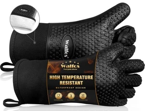 Silicone BBQ Gloves - Heat Resistant Grilling Premium Non-Slip Kitchen Oven Mitt - Picture 1 of 9
