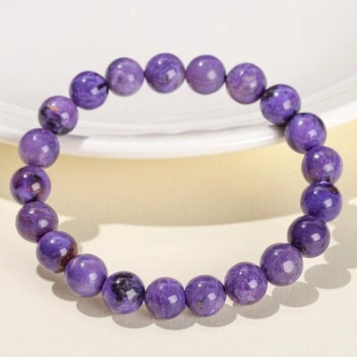 Natural Charoite Crystal Balance Beaded Healing Protection Reiki Women Bracelet - Image 1 of 4