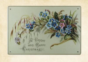  insegna latta metallo natalizio floreale retrò metallo colorato arte da parete - Foto 1 di 4