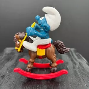 Smurfs 40221 Rocking Horse Super Smurf Vtg PVC Figure Schleich Peyo Figurine - Picture 1 of 9