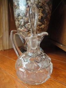 Westmoreland Old Quilt CRUET Clear Glass Quilted pattern  7" t Vintage - Picture 1 of 12
