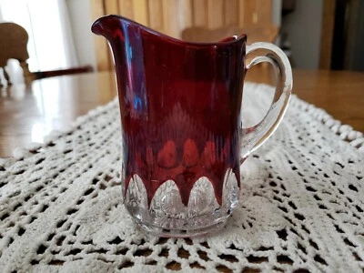 Antique Brownville Pa Souvenir Flash Red Glass Creamer Pitcher 4.25"t - Image 1 of 4