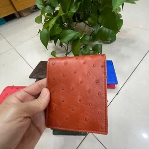 Genuine Ostrich Leather Skin Men's bifold wallet, Handmade Brown  CUSTOM MADE - Picture 1 of 18