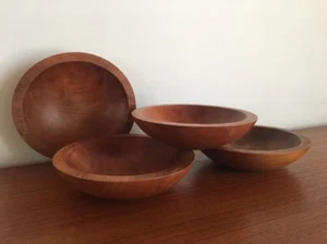 Vintage Mid Cenurty Baribo Maid Canada 4 Salad Bowls Teak - Bild 1 von 11