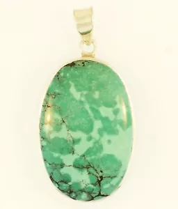 Sterling Silver Simulated Turquoise Pendant (25x39mm) - Picture 1 of 3