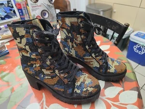 Steve Madden Fashion Sparkle Fancy Ankle Boots Bumpy 3" Heels Sz 8M - Picture 1 of 11