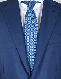 Kiton Krawatte in dunkelblau mit hellblauem Muster und blauen Punkten RegEUR240 - Picture 1 of 1