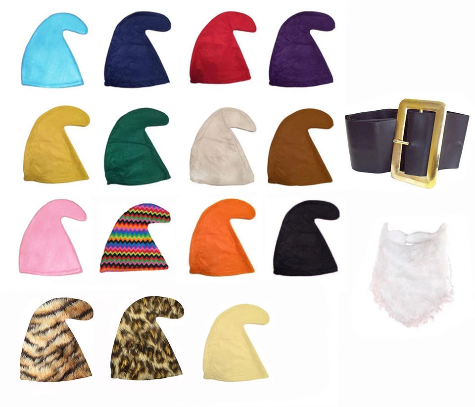 Set cappello nano/gnomo, cintura e barba - abito da favola festa cartone animato TV - Immagine 1 di 1
