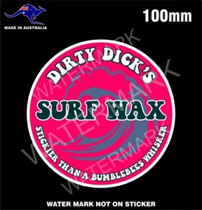 DIRTY DICK'S SURF WAX STICKER DECAL NEON RED BOARD WAX SURFING STICKERS - Picture 1 of 1