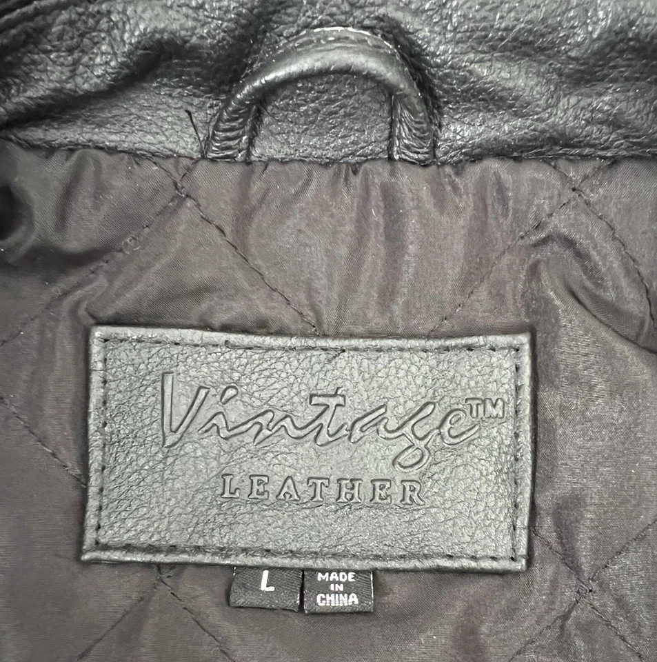 Victory Sportswear Mens 100 Genuine Leather Retro Jacket Black L