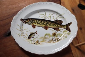 Vintage Maclennan & Son Broadford Isle of Skye Fish Plate - Pike and Snails - Picture 1 of 9