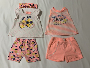 Little Lass Baby girl size 18 month lot of 2 shorts outfits Lemon Squeeze