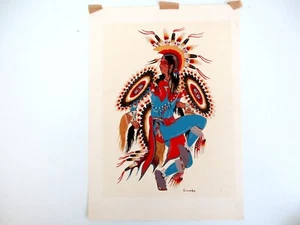 Woody Crumbo "Feather Dancer" Silk Screen Print - Picture 1 of 4