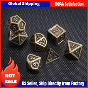 Set 7 pz dadi poliedrici metalli bronzo poliedrico dadi poliedrici RPG DND WOWS - Foto 1 di 12