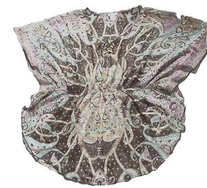 Schmetterling Madrag Blumen fließende Boho Bluse GR 3X tiefer V-Ausschnitt, elastischer Bund - Bild 1 von 17