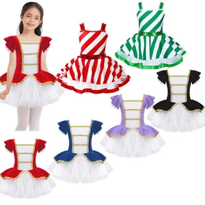 Girls Christmas Elf Santa Claus Costume Princess Dance Tutu Dress Dancewear - Picture 1 of 49