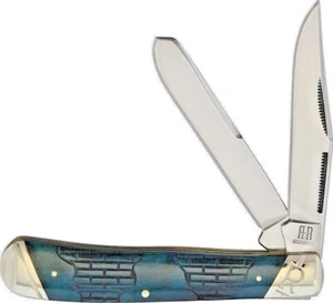 ROUGH RIDER BLUE BRICK BONE TRAPPER 6254   KNIFE RYDER DOUBLE PULL    TR - Picture 1 of 7