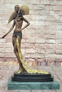 Estatuilla de escultura de bronce genuino de Julius Erte bailarina exótica de Las Vegas decoración - Imagen 1 de 10