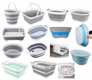 Folding Silicon Collapsible Basket Plastic Laundry Hamper Washing Cloth Storage - Picture 1 of 67