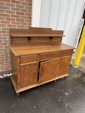 19th century Antique Tiger Oak Victorian Buffet Sideboard Server Cabinet See Pic Cover