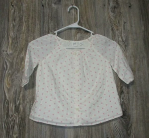 Gap Girls XS 4-5 NWT Cream & Pink Polka Dot Button Down Lined Top Boho - Picture 1 of 10