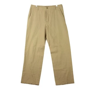 Vtg Banana Republic Men Chino Pants 34x32 Khaki Dawson Relaxed Fit Linen Blend - Picture 1 of 12