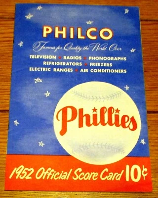 1952 Philadelphia Phillies vs. Boston Red Sox Official Score Card  Un-Scored - Image 1 of 4