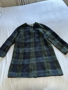 Lovely House Of Bruar Blue Green Purple Tartan Woven Coat Jacket Size 16 Wool - Picture 1 of 15